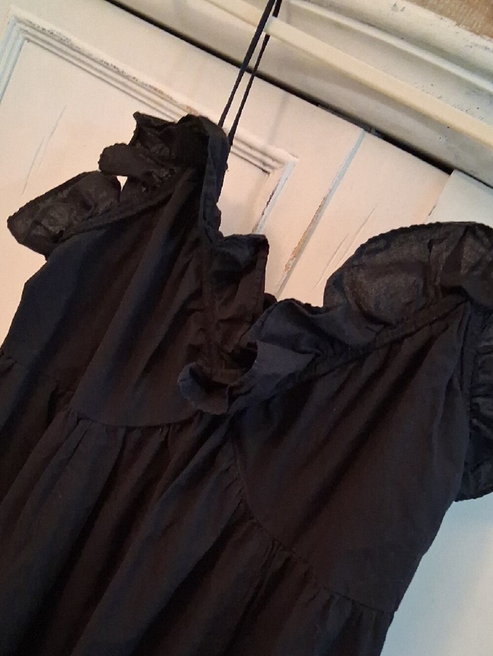 H&M Black Maxi Dress with Ruffle Spaghetti Straps - Picture 3 of 4